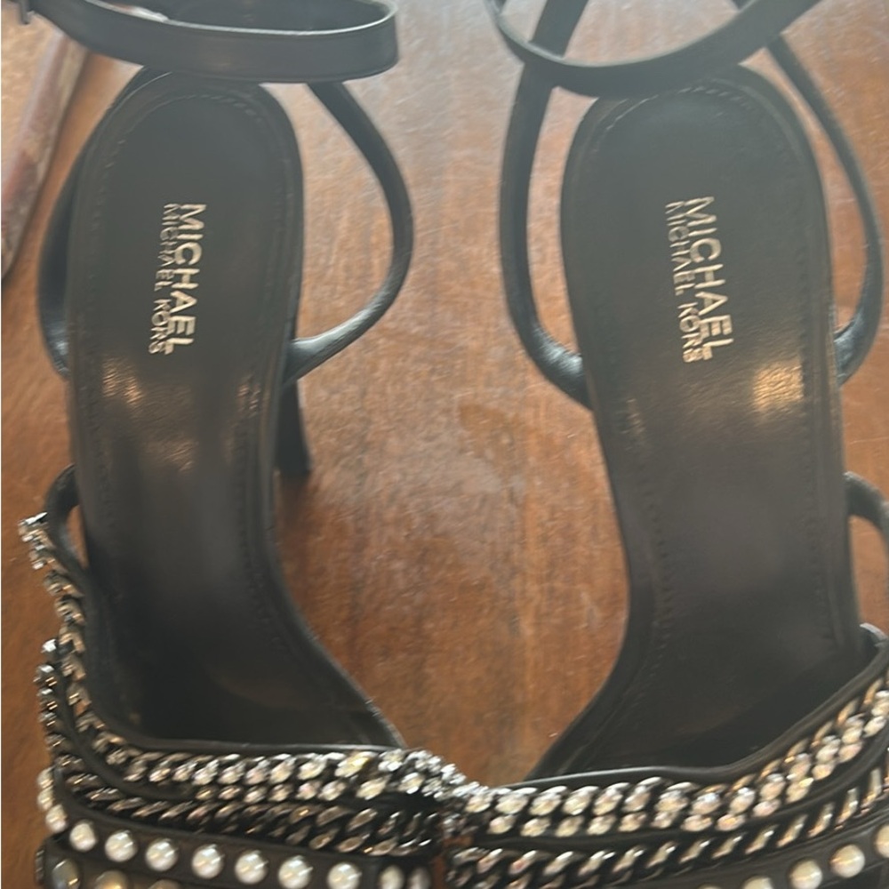 Michael Kors Black and Silver Strappy Heels